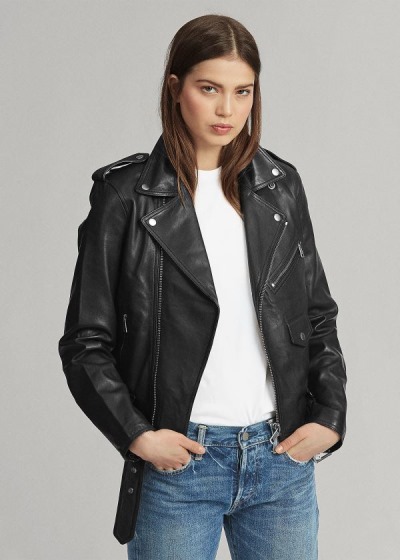 Women's Polo Ralph Lauren Lambskin Moto Jackets | 653748LYU